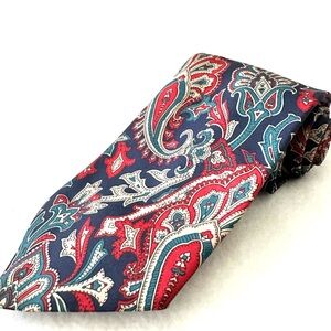 Hardy Amies  Multicolor Men's‎ Neck Tie burgundy red blue Paisley
